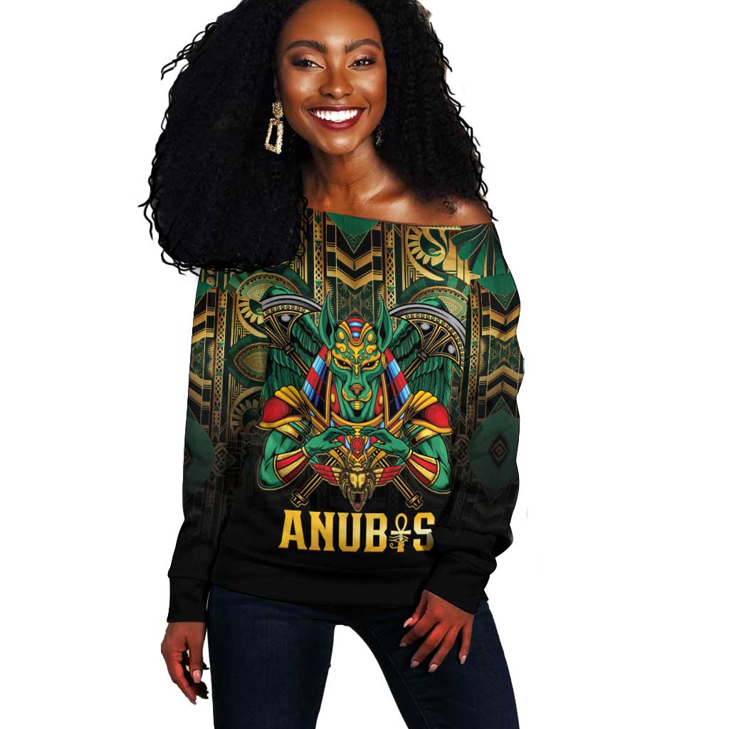 Ancient Egypt Off Shoulder Sweater Anubis Egyptian LT15