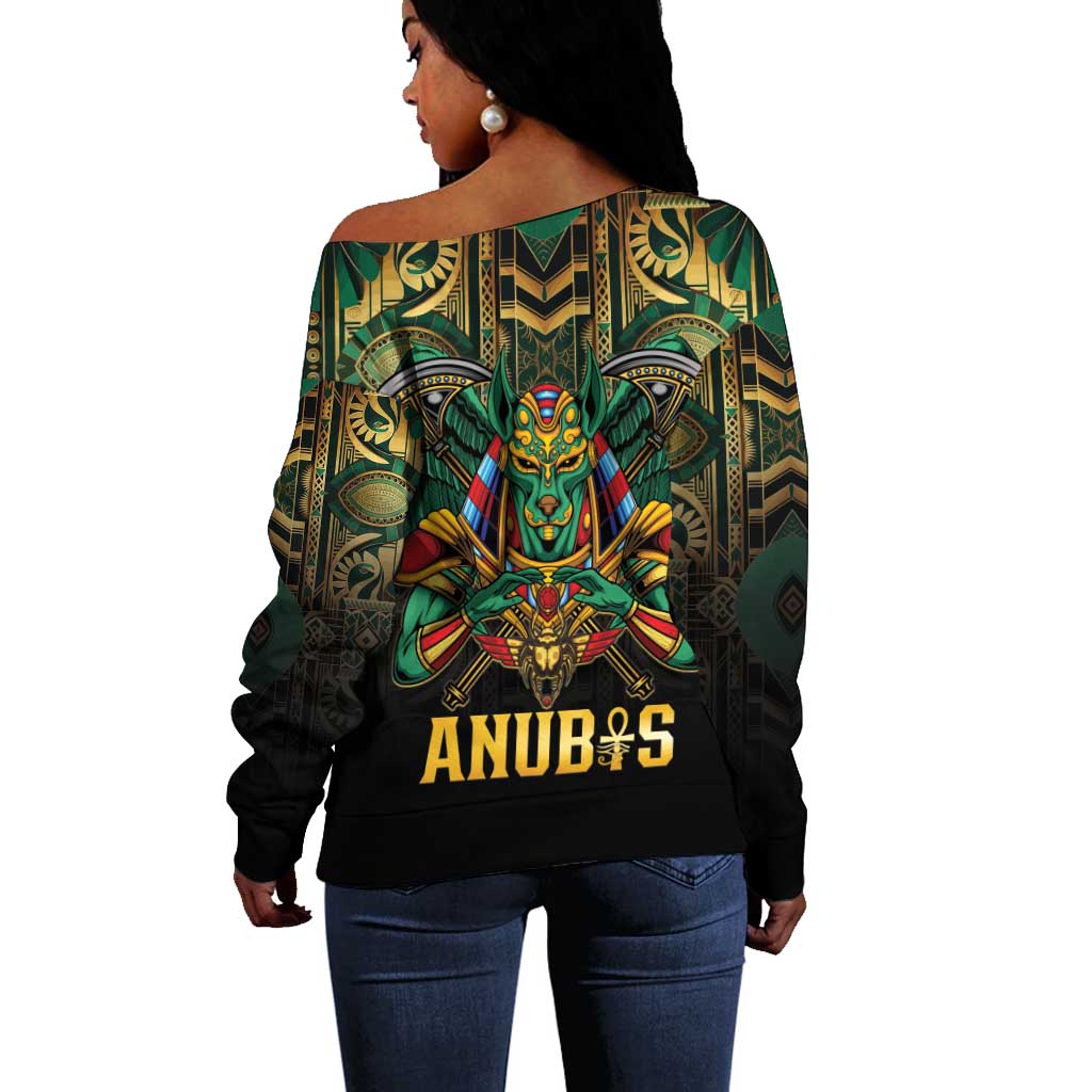 Ancient Egypt Off Shoulder Sweater Anubis Egyptian LT15