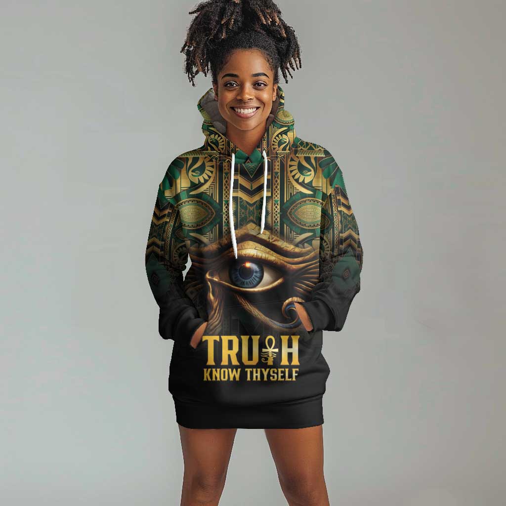 Egypt Eye of Horus Hoodie Dress Golden Ancient Egypt Pattern LT15