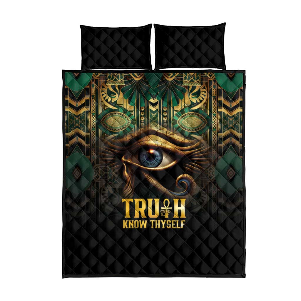 Egypt Eye of Horus Quilt Bed Set Golden Ancient Egypt Pattern LT15