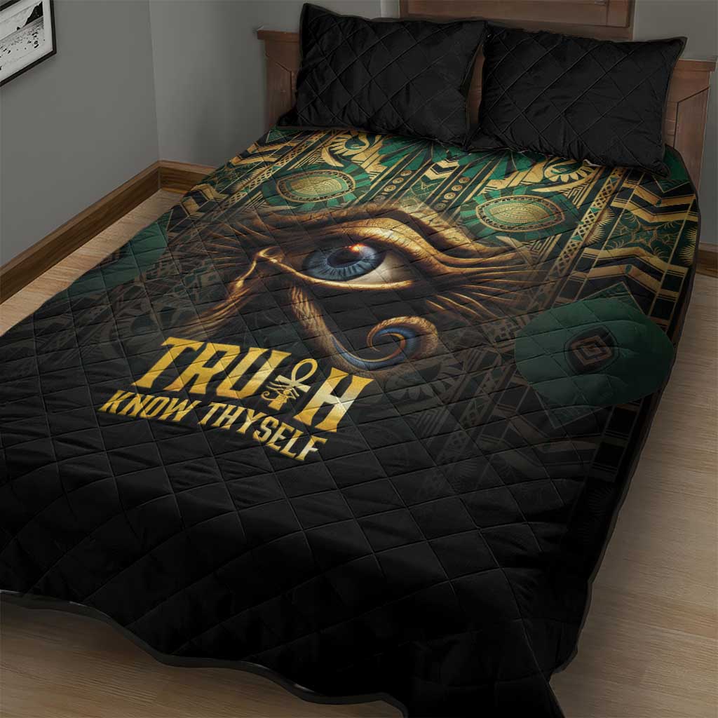 Egypt Eye of Horus Quilt Bed Set Golden Ancient Egypt Pattern LT15