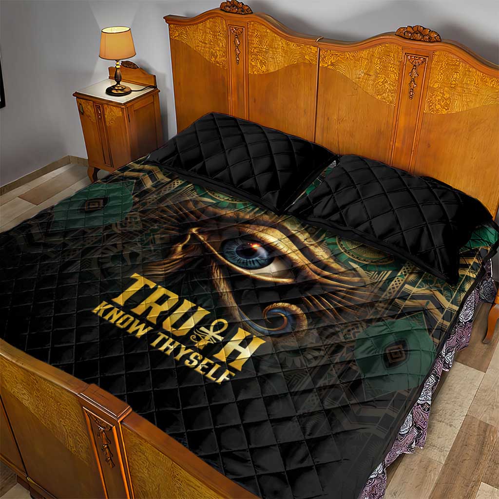 Egypt Eye of Horus Quilt Bed Set Golden Ancient Egypt Pattern LT15