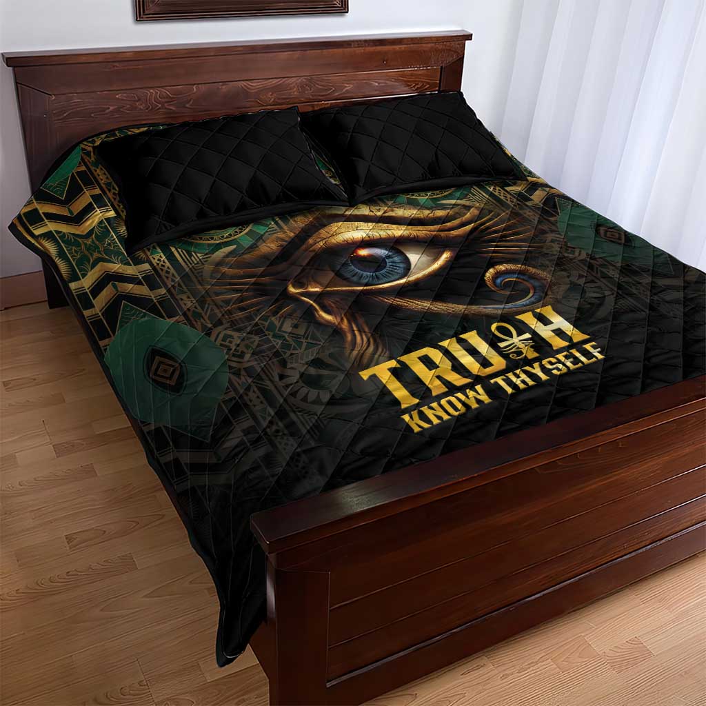 Egypt Eye of Horus Quilt Bed Set Golden Ancient Egypt Pattern LT15