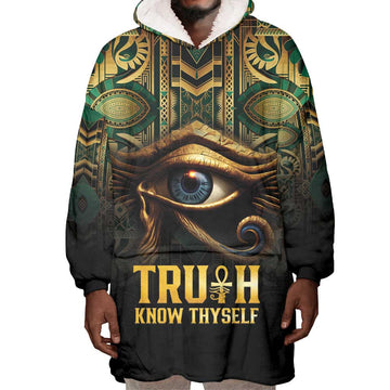 Egypt Eye of Horus Wearable Blanket Hoodie Golden Ancient Egypt Pattern LT15