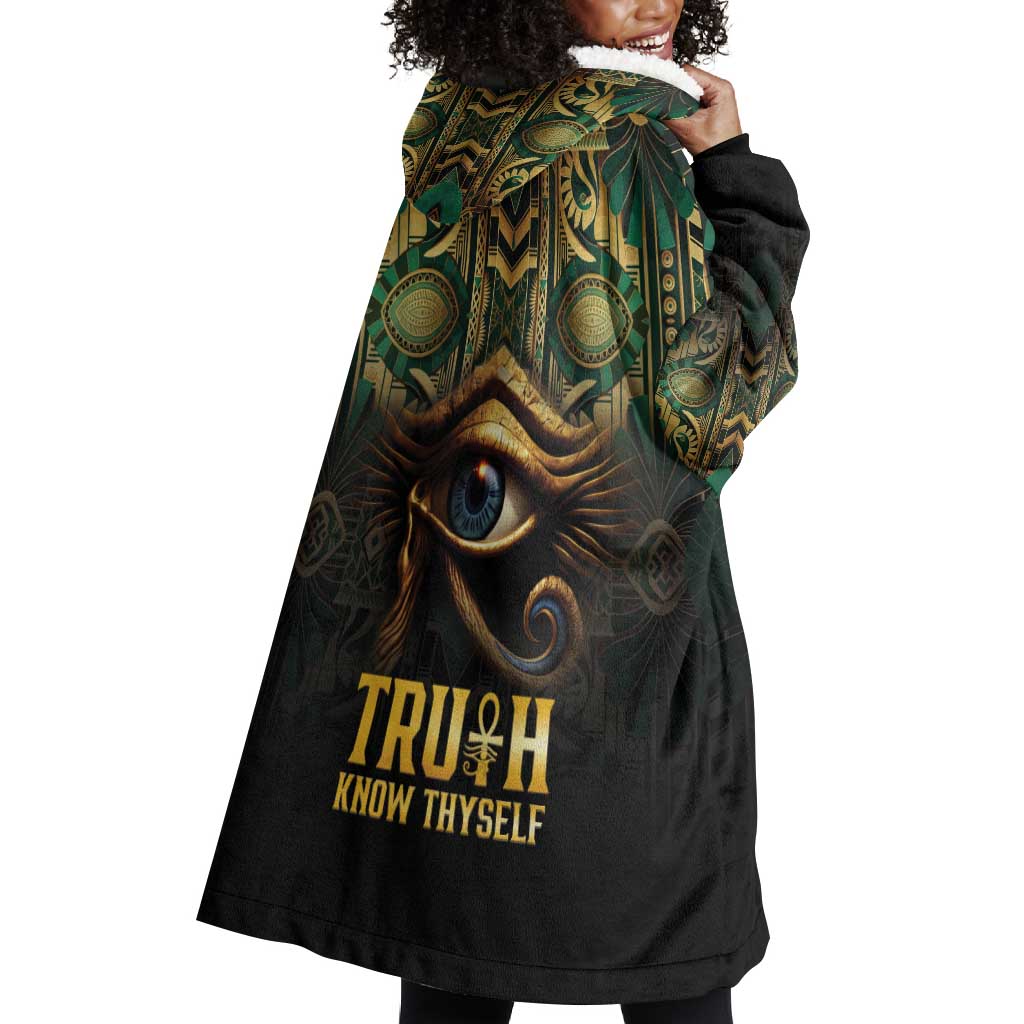 Egypt Eye of Horus Wearable Blanket Hoodie Golden Ancient Egypt Pattern LT15