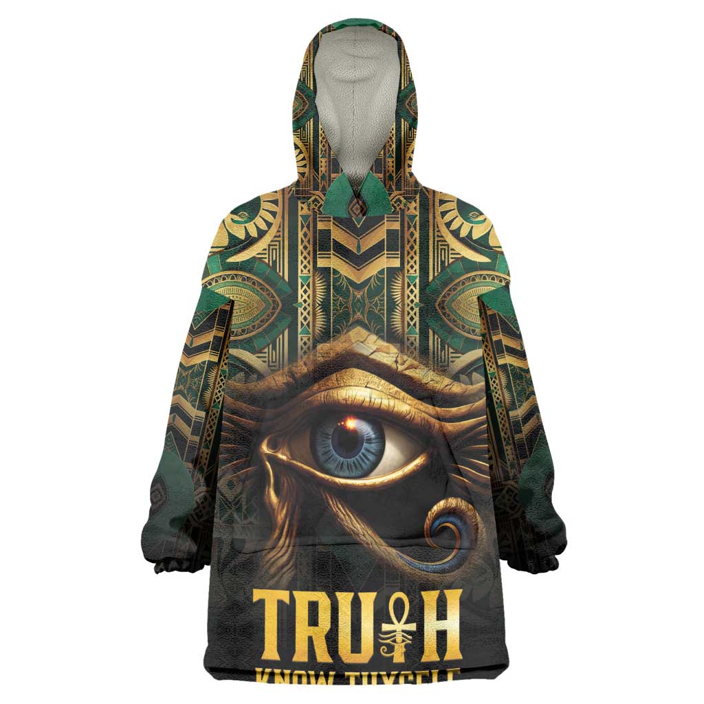 Egypt Eye of Horus Wearable Blanket Hoodie Golden Ancient Egypt Pattern LT15