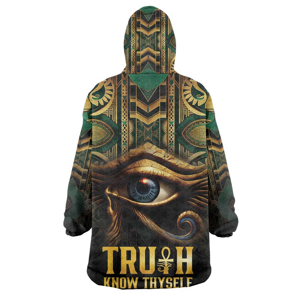 Egypt Eye of Horus Wearable Blanket Hoodie Golden Ancient Egypt Pattern LT15