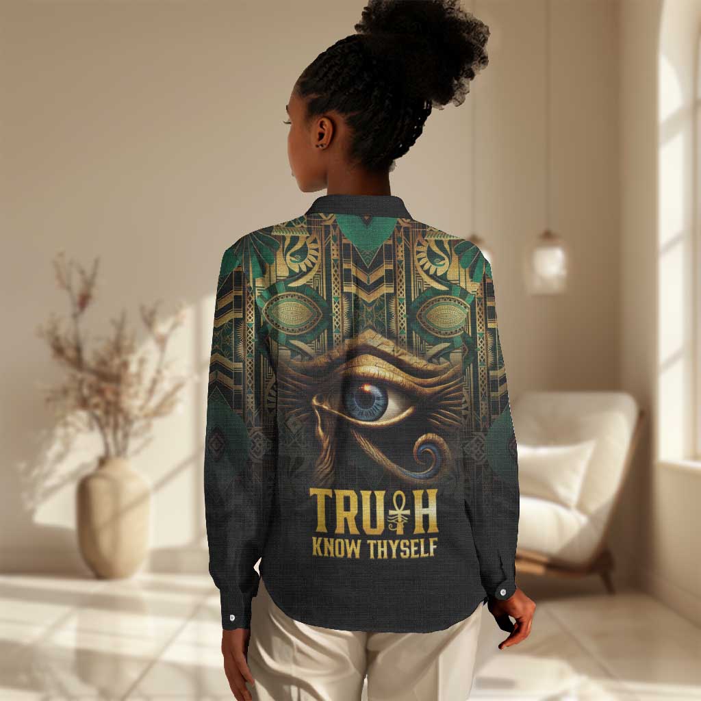 Egypt Eye of Horus Women Casual Shirt Golden Ancient Egypt Pattern LT15