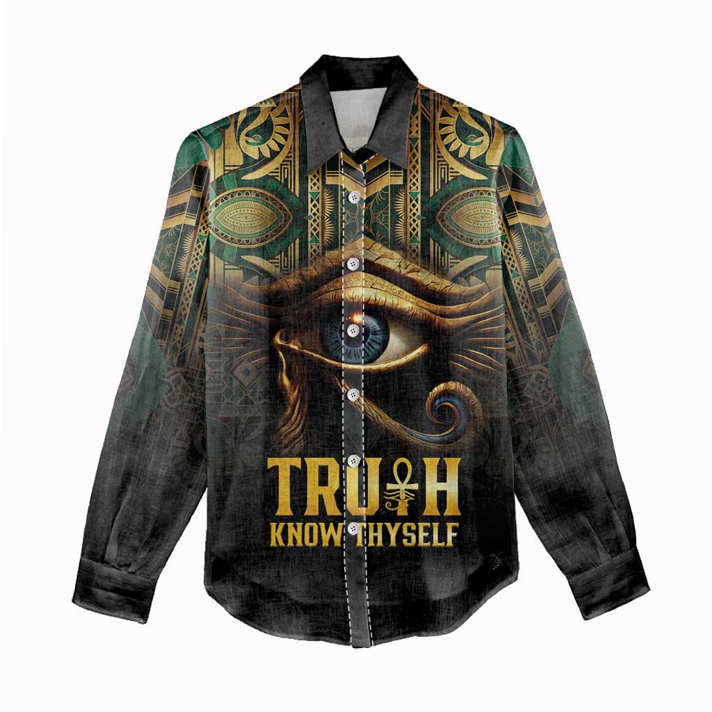 Egypt Eye of Horus Women Casual Shirt Golden Ancient Egypt Pattern LT15