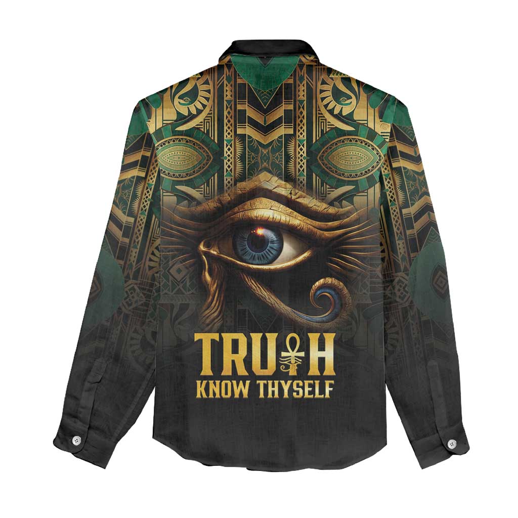 Egypt Eye of Horus Women Casual Shirt Golden Ancient Egypt Pattern LT15