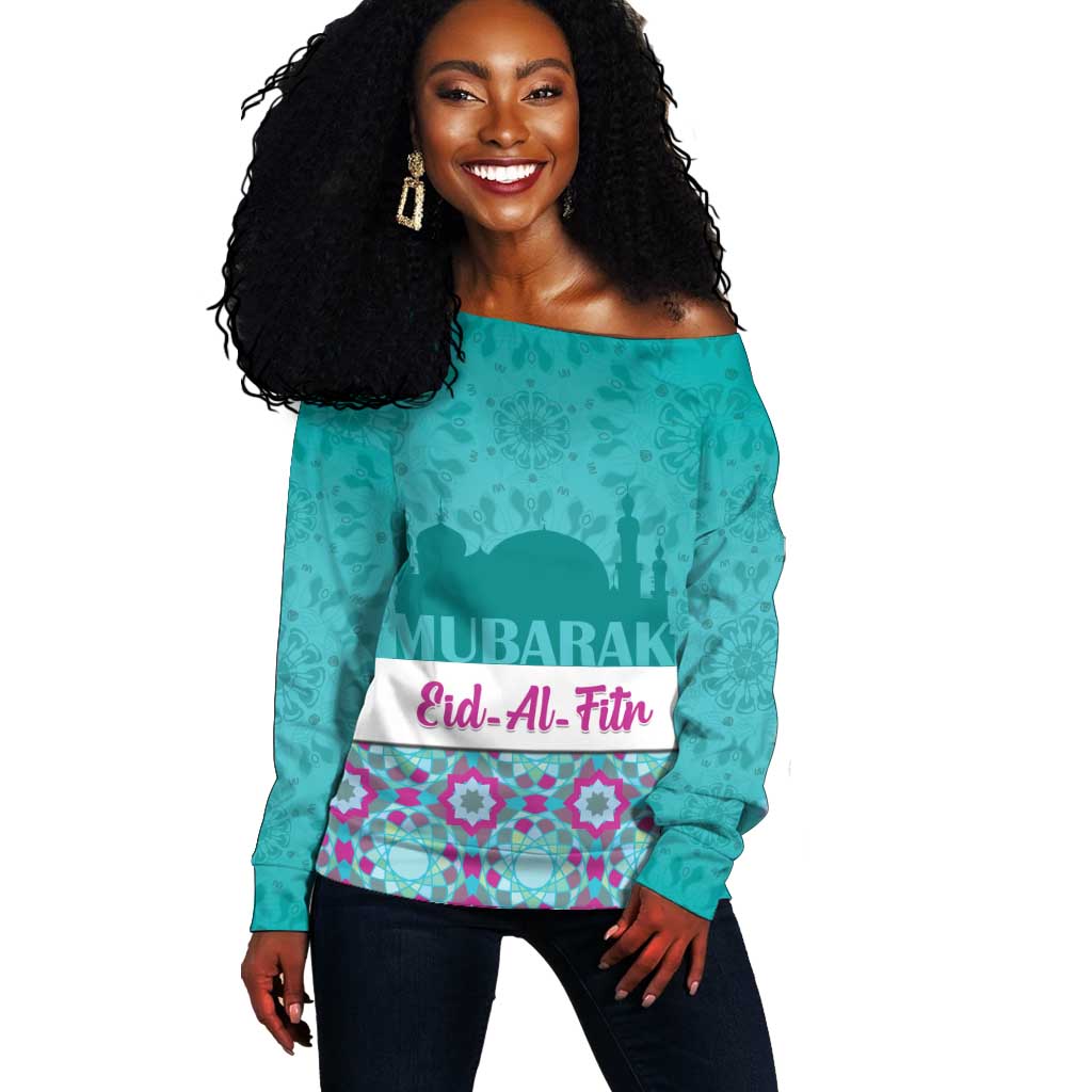 Personalised Eid al-Fitr Off Shoulder Sweater Eid Mubarak LT15