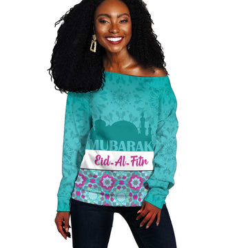 Personalised Eid al-Fitr Off Shoulder Sweater Eid Mubarak LT15