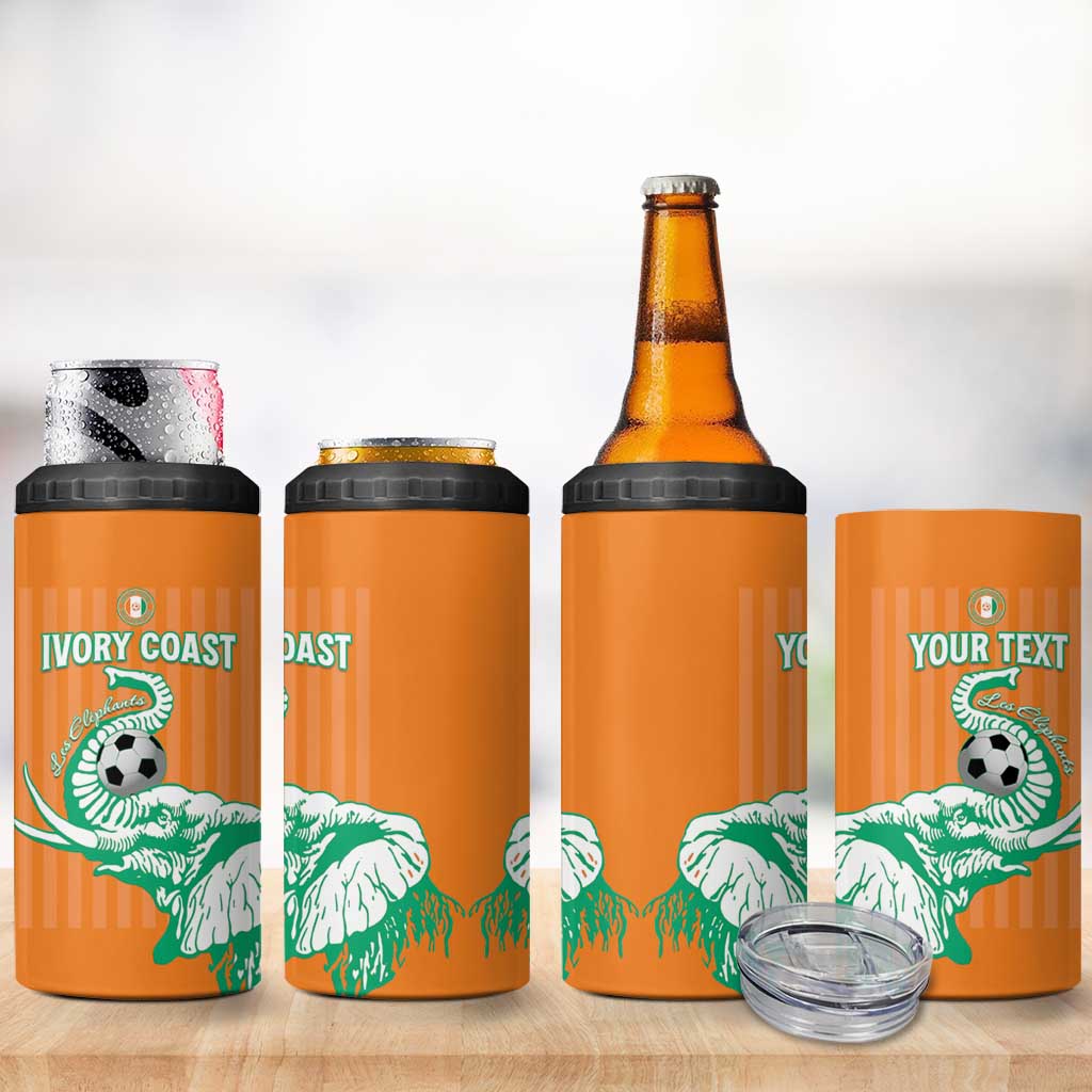 Custom Cote dIvoire Football 4 in 1 Can Cooler Tumbler Les Elephants LT15