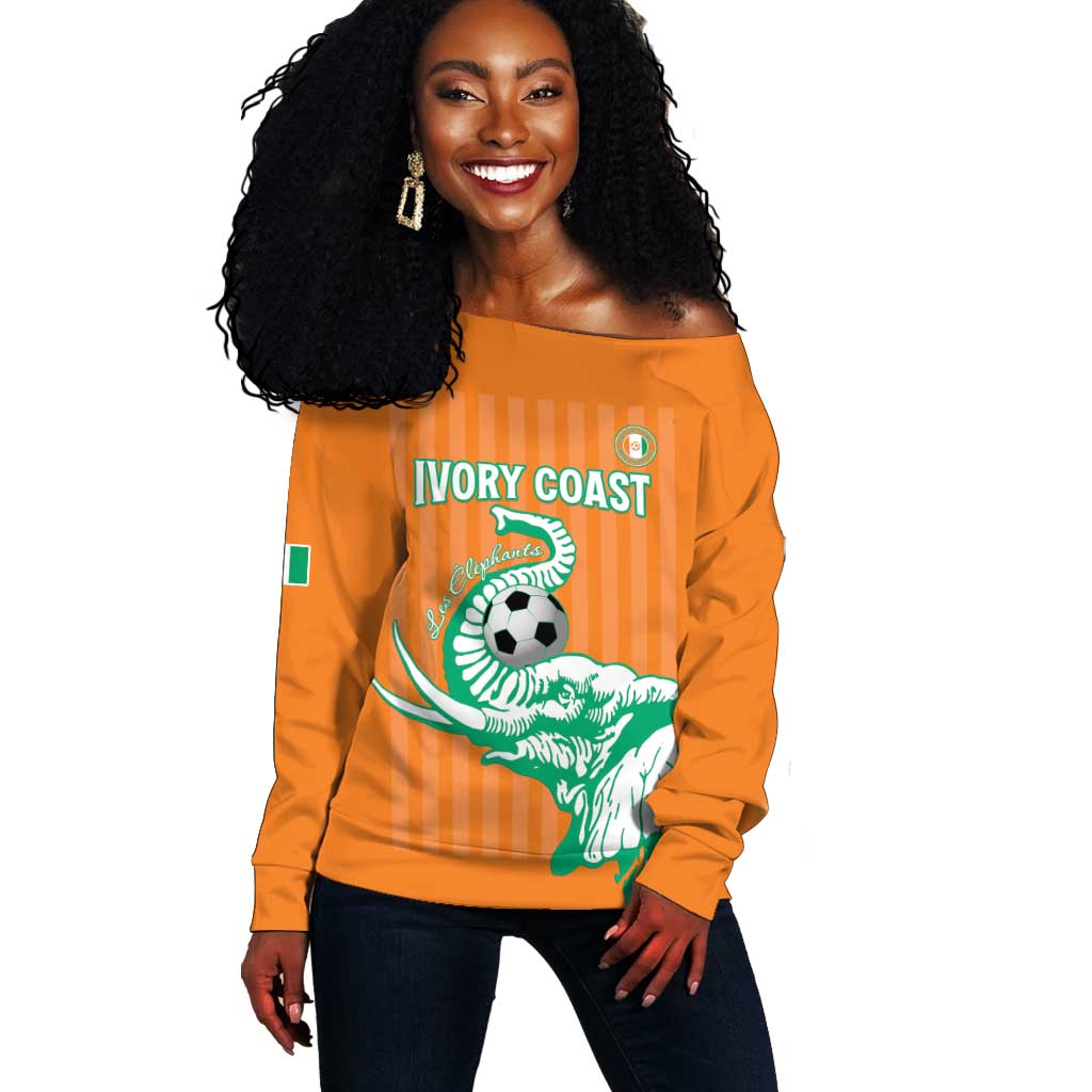 Custom Cote dIvoire Football Off Shoulder Sweater Les Elephants LT15