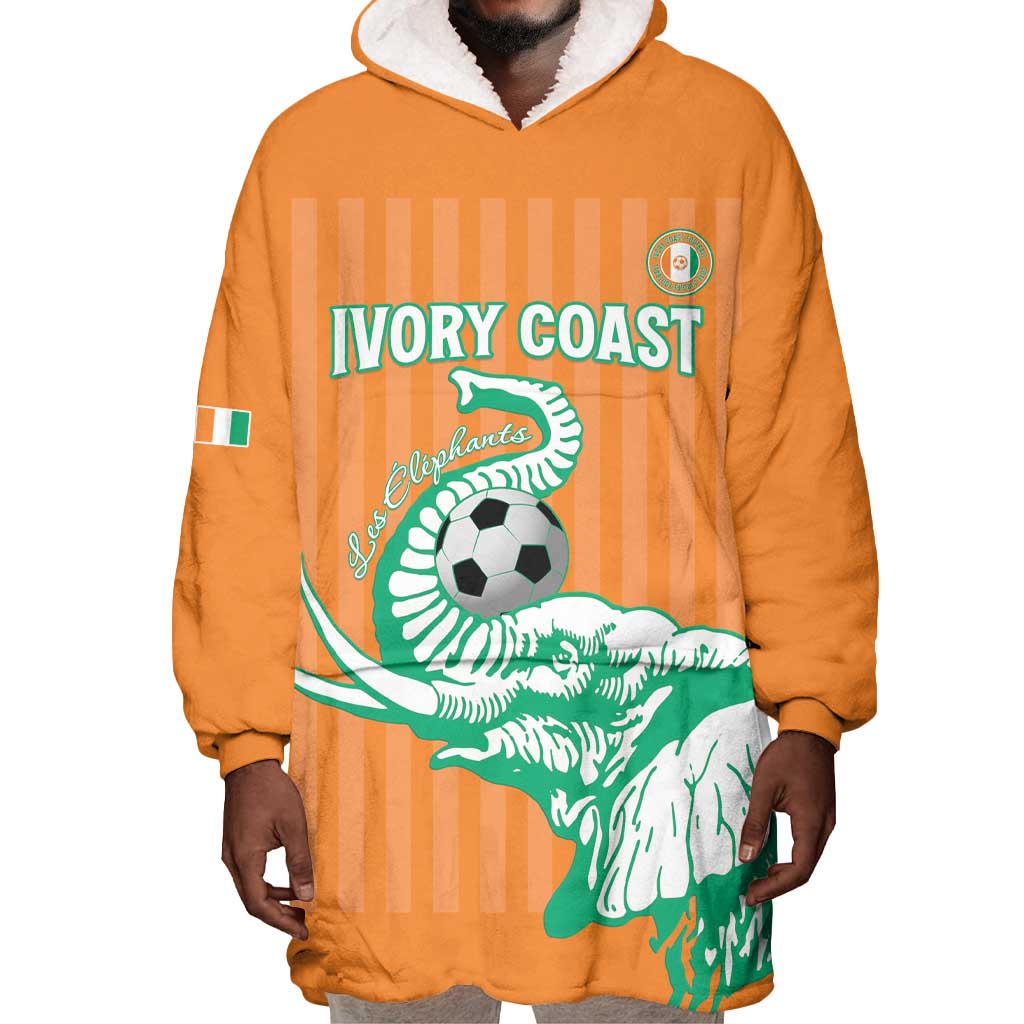 Custom Cote dIvoire Football Wearable Blanket Hoodie Les Elephants LT15