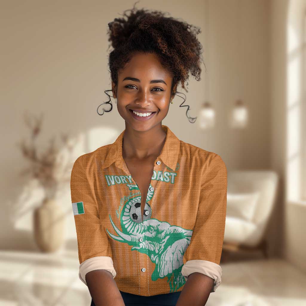 Custom Cote dIvoire Football Women Casual Shirt Les Elephants LT15