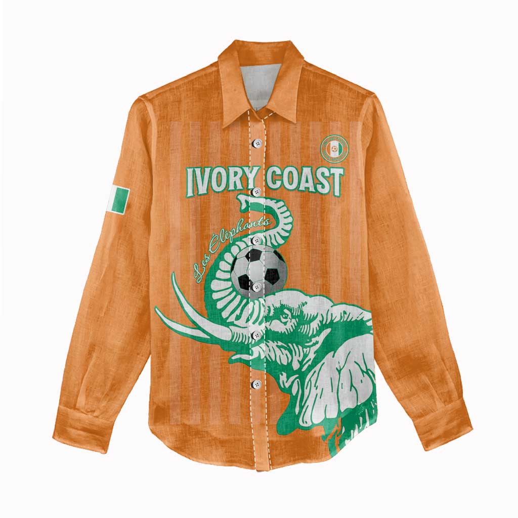 Custom Cote dIvoire Football Women Casual Shirt Les Elephants LT15