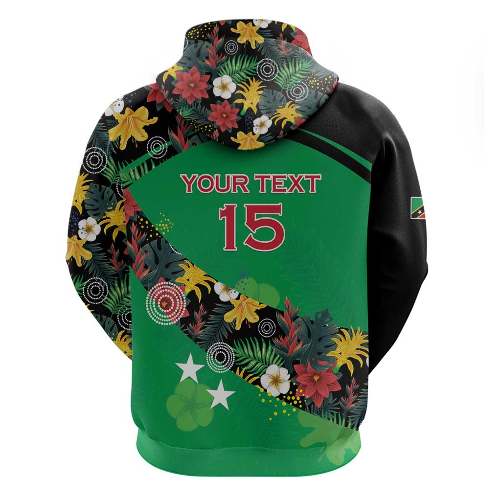 Custom St Kitts and Nevis Cricket Hoodie Tropical Flowers Jersey LT15