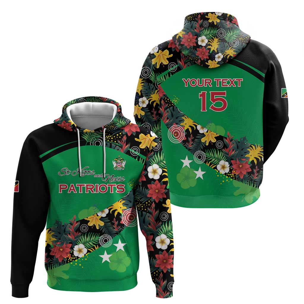 Custom St Kitts and Nevis Cricket Hoodie Tropical Flowers Jersey LT15