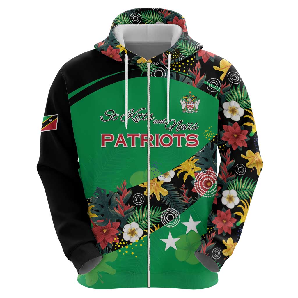 Custom St Kitts and Nevis Cricket Hoodie Tropical Flowers Jersey LT15