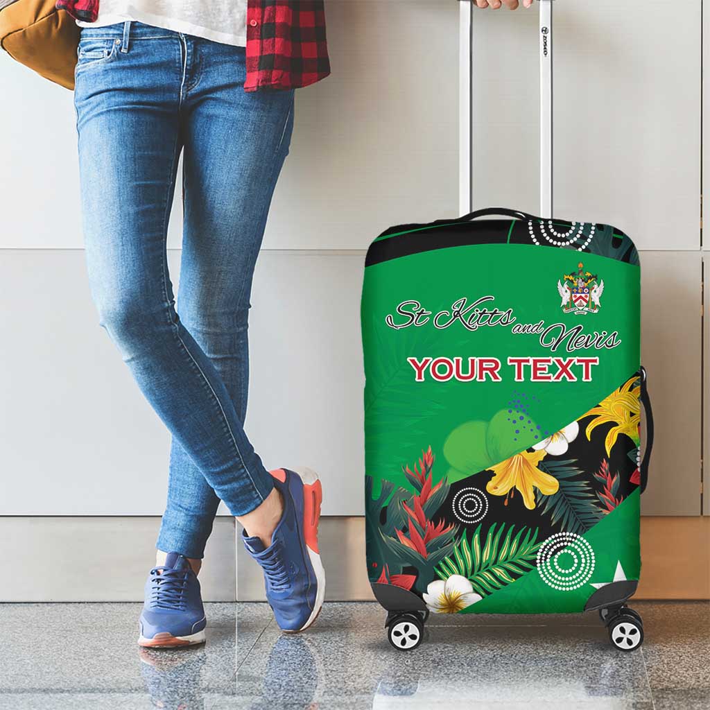 Custom St Kitts and Nevis Cricket Luggage Cover Tropical Flowers Jersey LT15