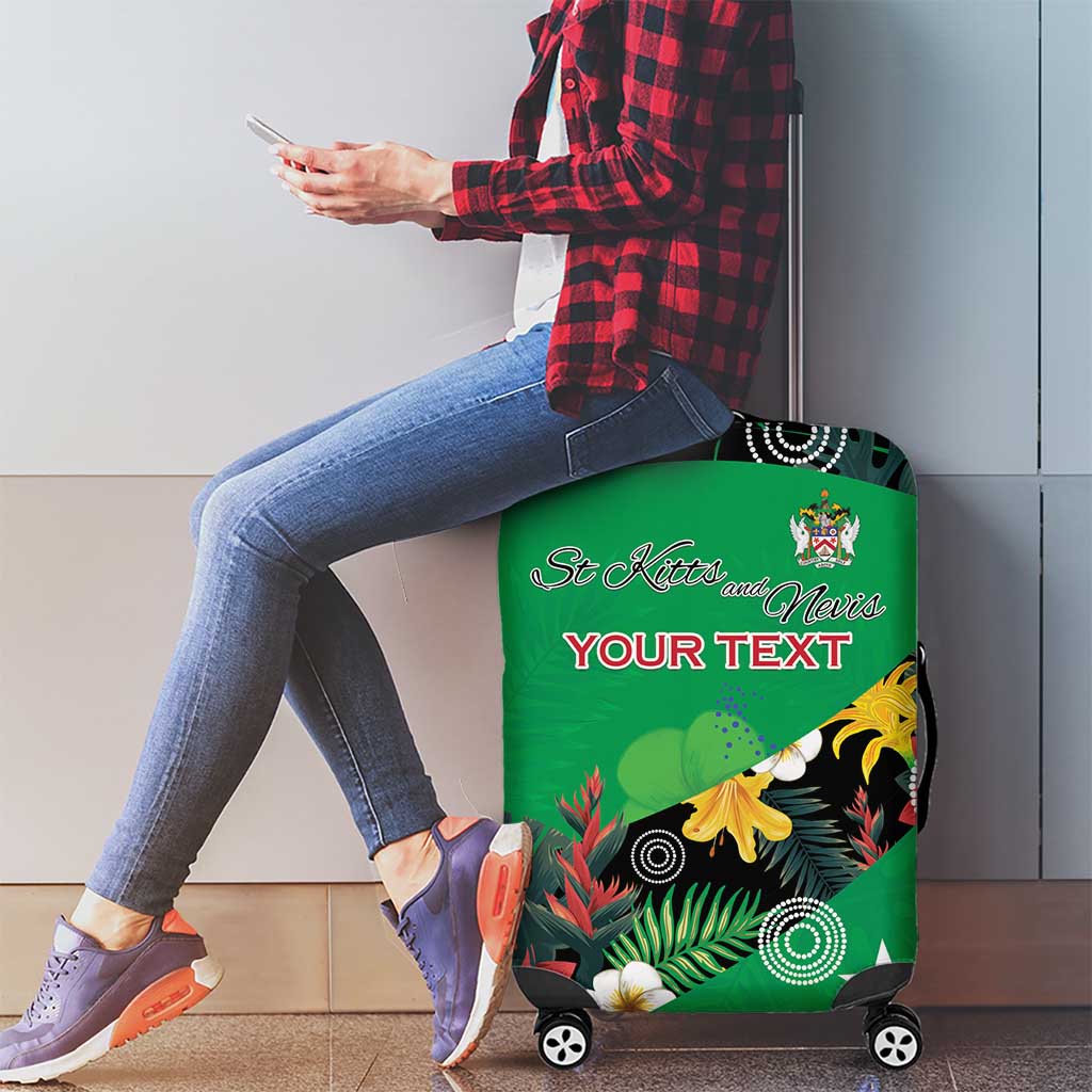 Custom St Kitts and Nevis Cricket Luggage Cover Tropical Flowers Jersey LT15