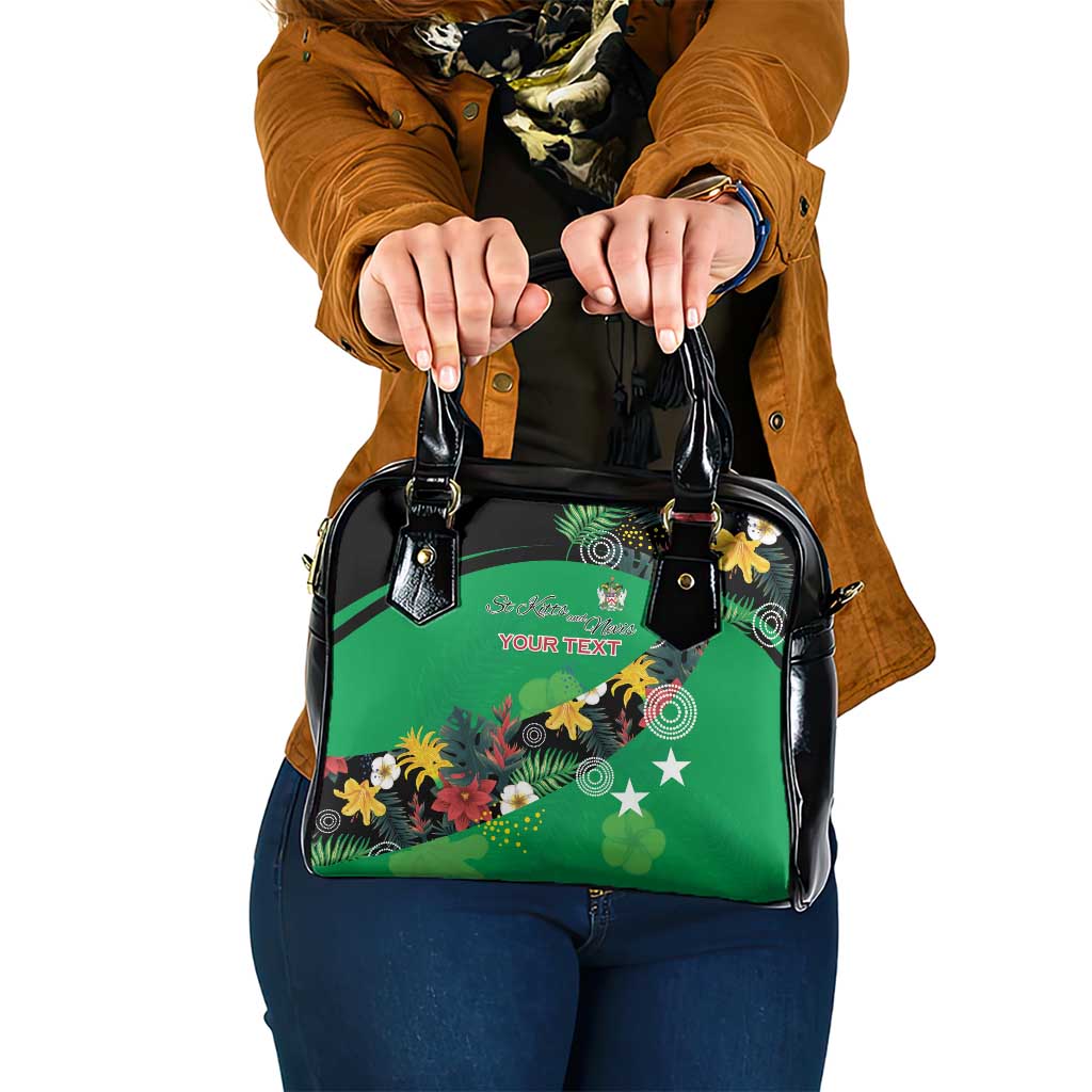 Custom St Kitts and Nevis Cricket Shoulder Handbag Tropical Flowers Jersey LT15