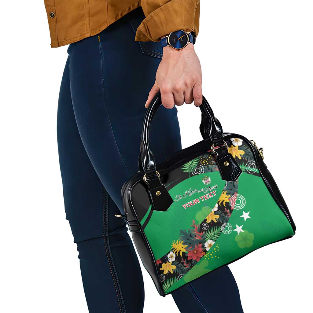 Custom St Kitts and Nevis Cricket Shoulder Handbag Tropical Flowers Jersey LT15