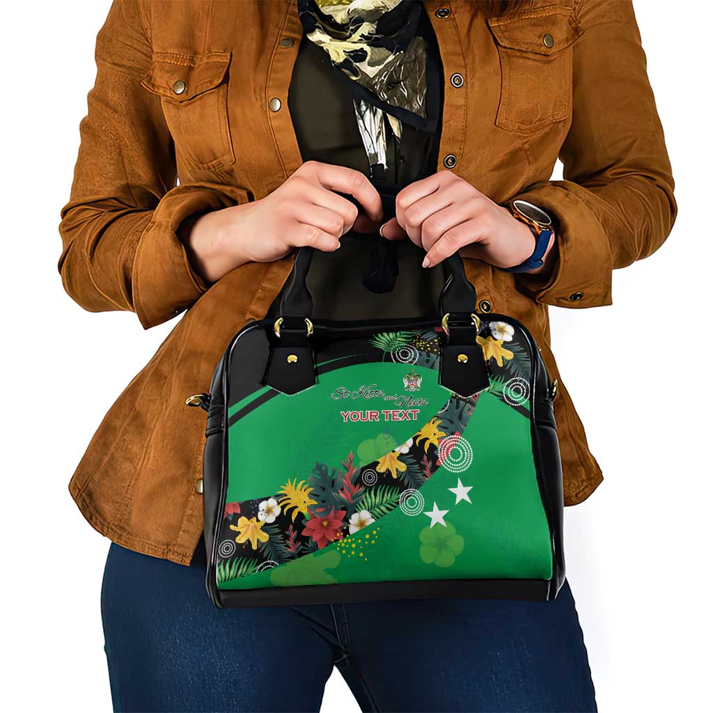 Custom St Kitts and Nevis Cricket Shoulder Handbag Tropical Flowers Jersey LT15