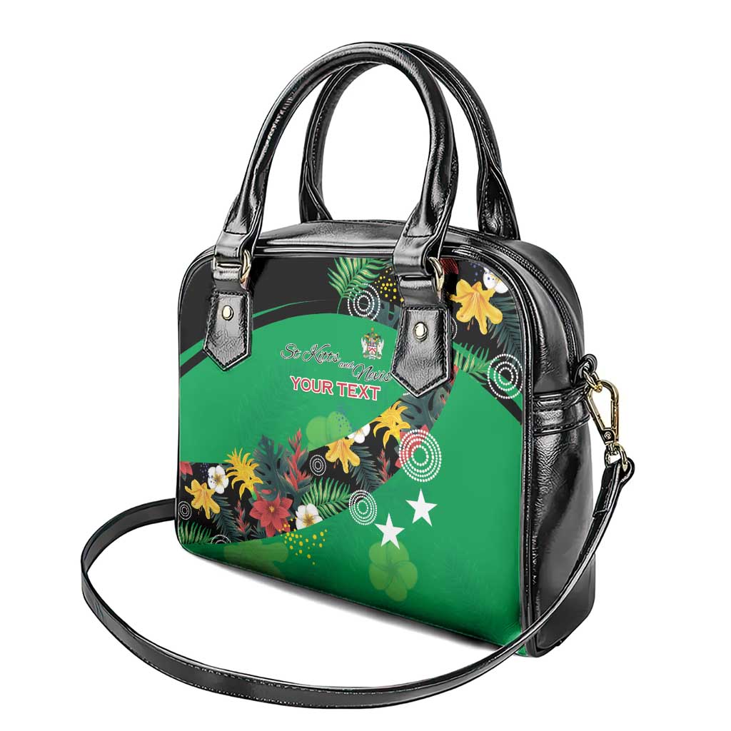 Custom St Kitts and Nevis Cricket Shoulder Handbag Tropical Flowers Jersey LT15