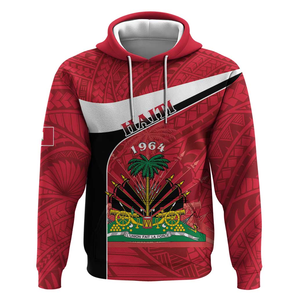 Personalized Haiti Hoodie Flag 1964 Coat Of Arms - Polynesian Style LT15