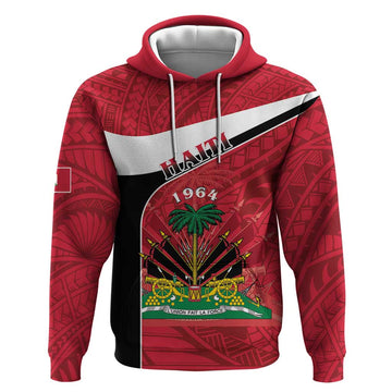 Personalized Haiti Hoodie Flag 1964 Coat Of Arms - Polynesian Style LT15