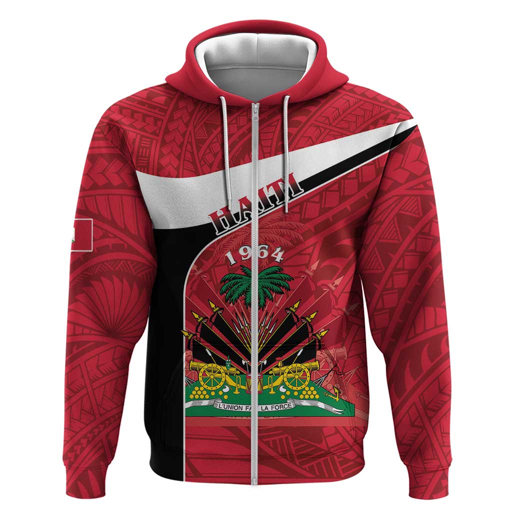 Personalized Haiti Hoodie Flag 1964 Coat Of Arms - Polynesian Style LT15