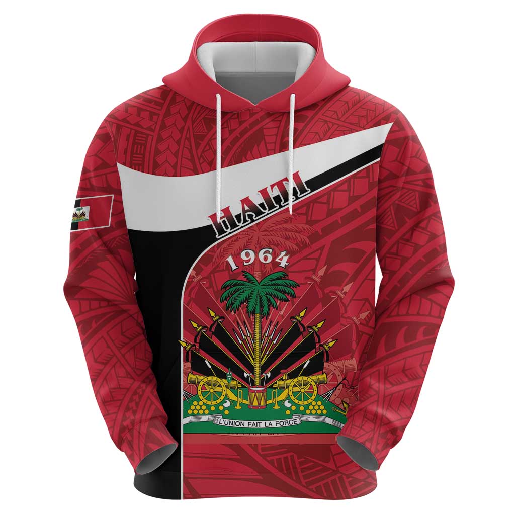 Personalized Haiti Hoodie Flag 1964 Coat Of Arms - Polynesian Style LT15