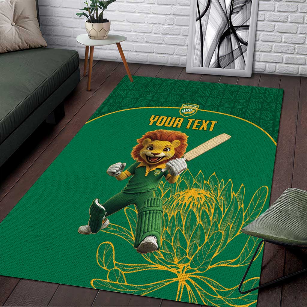 Custom South Africa Area Rug Lion Mascot Proteas Cricket LT15