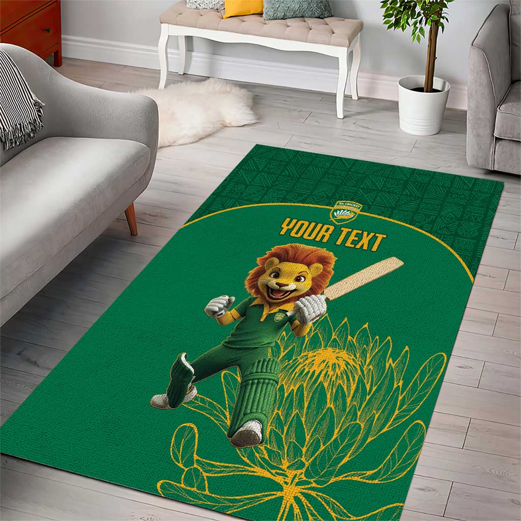 Custom South Africa Area Rug Lion Mascot Proteas Cricket LT15