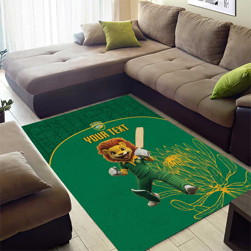Custom South Africa Area Rug Lion Mascot Proteas Cricket LT15