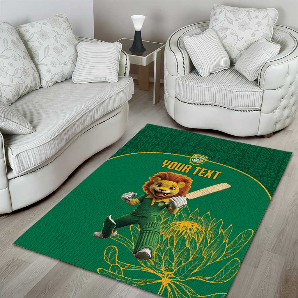 Custom South Africa Area Rug Lion Mascot Proteas Cricket LT15