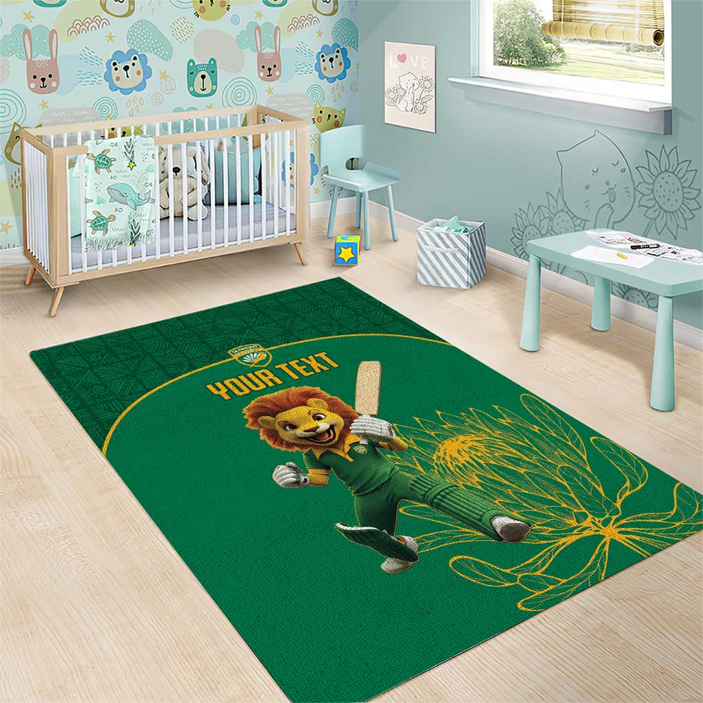 Custom South Africa Area Rug Lion Mascot Proteas Cricket LT15
