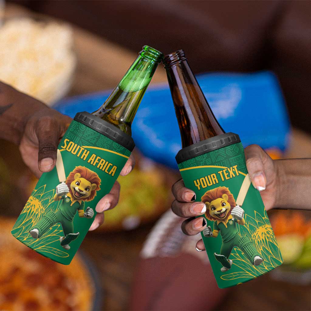 Custom South Africa 4 in 1 Can Cooler Tumbler Lion Mascot Proteas Cricket LT15