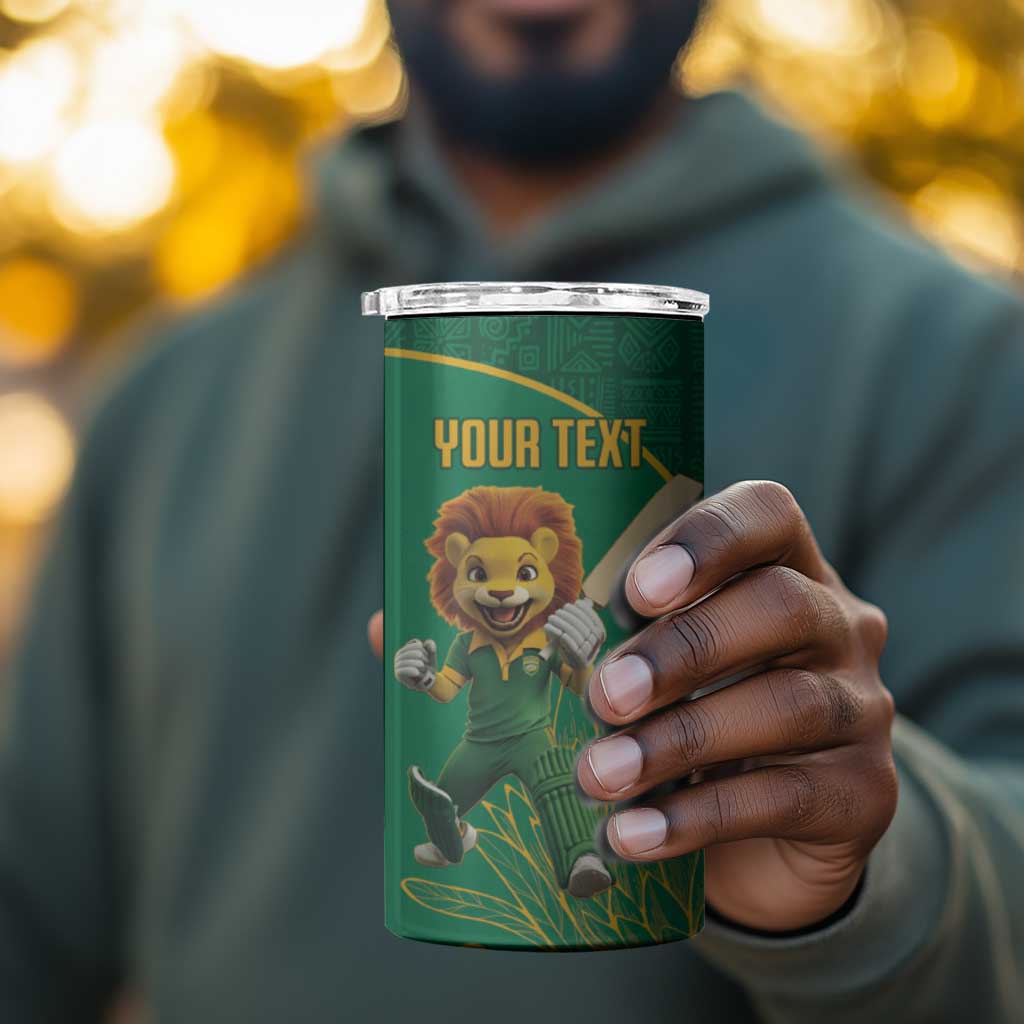 Custom South Africa 4 in 1 Can Cooler Tumbler Lion Mascot Proteas Cricket LT15