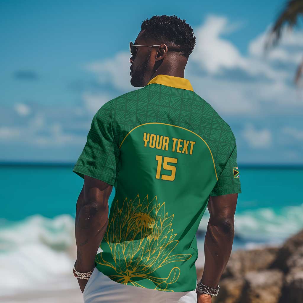 Custom South Africa Hawaiian Shirt Lion Mascot Proteas Cricket LT15