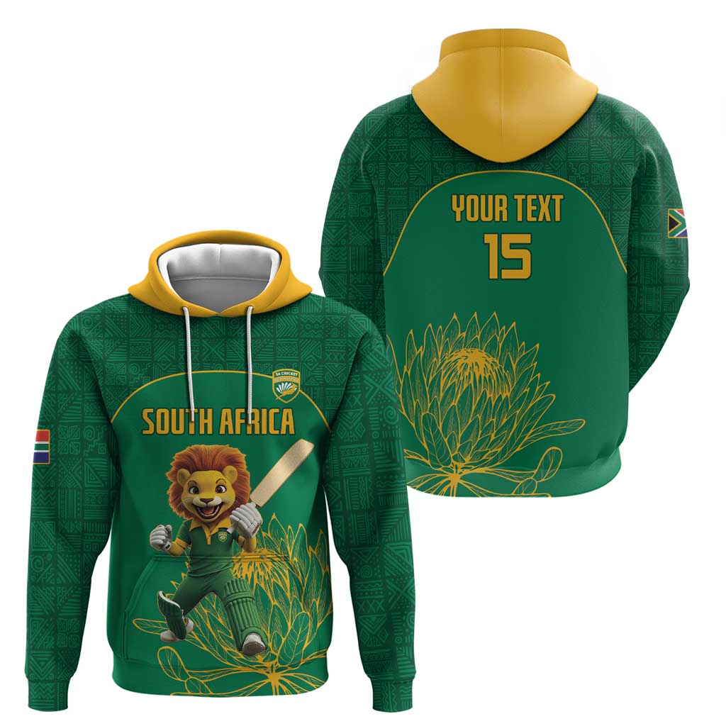 Custom South Africa Cricket Hoodie Lion Mascot With Protea LT15