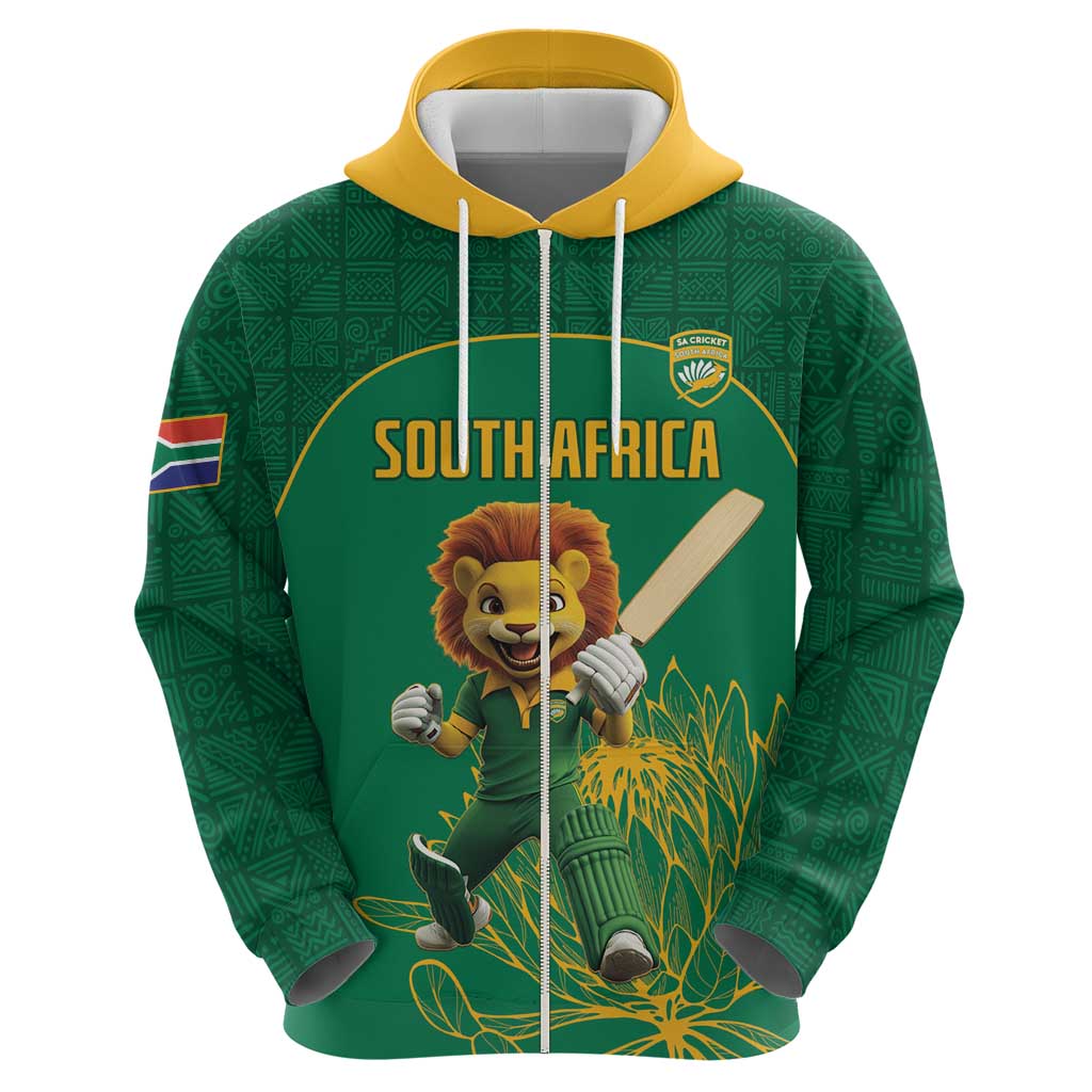 Custom South Africa Cricket Hoodie Lion Mascot With Protea LT15