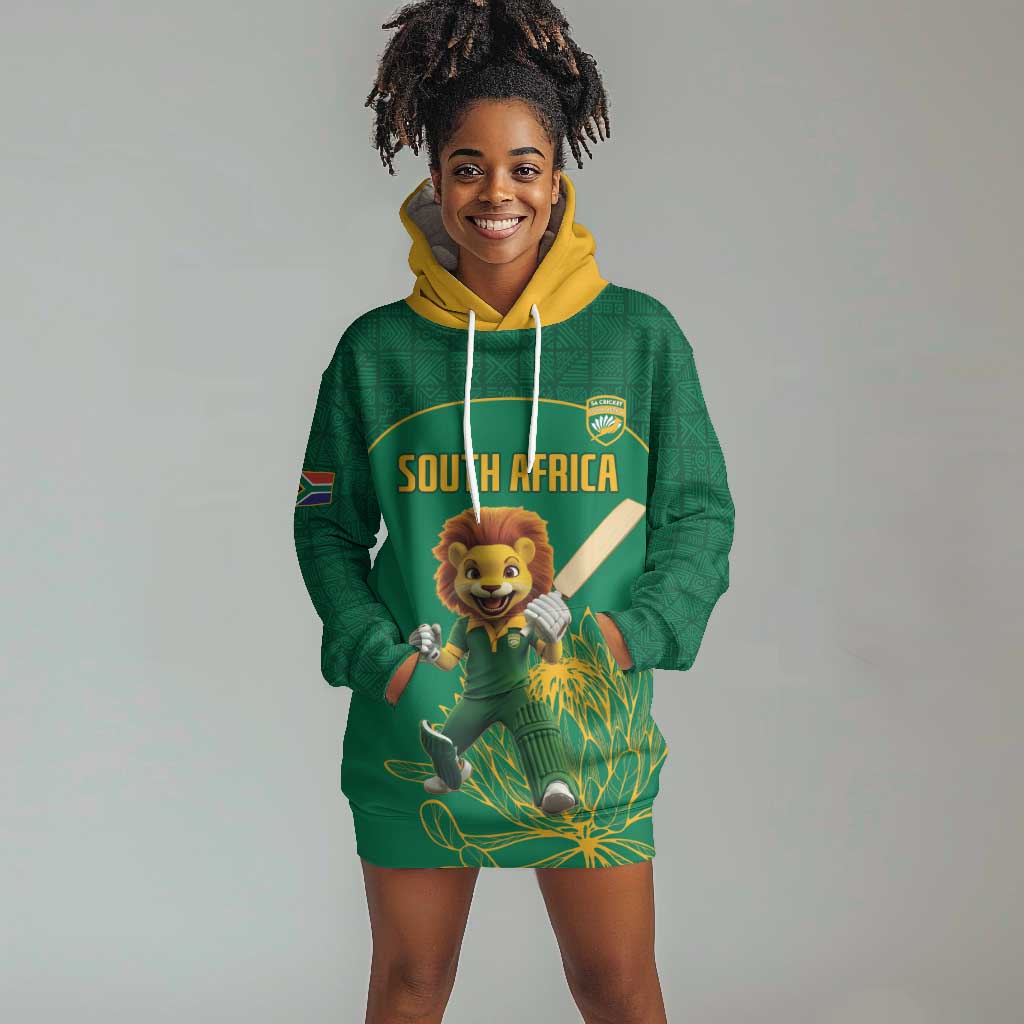 Custom South Africa Hoodie Dress Lion Mascot Proteas Cricket LT15