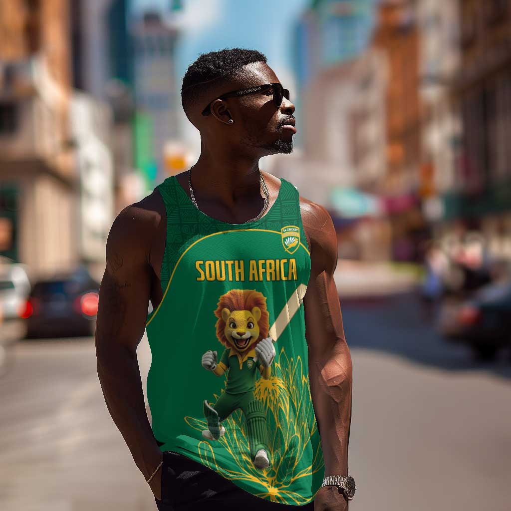 Custom South Africa Men Tank Top Lion Mascot Proteas Cricket LT15