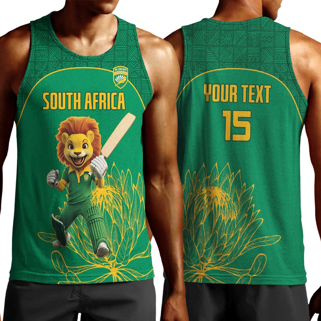 Custom South Africa Men Tank Top Lion Mascot Proteas Cricket LT15