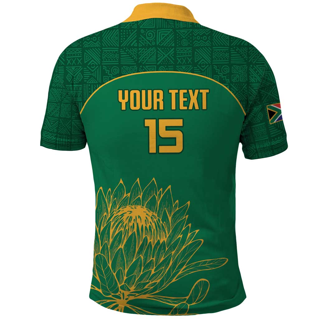 Custom South Africa Cricket Polo Shirt Lion Mascot With Protea LT15