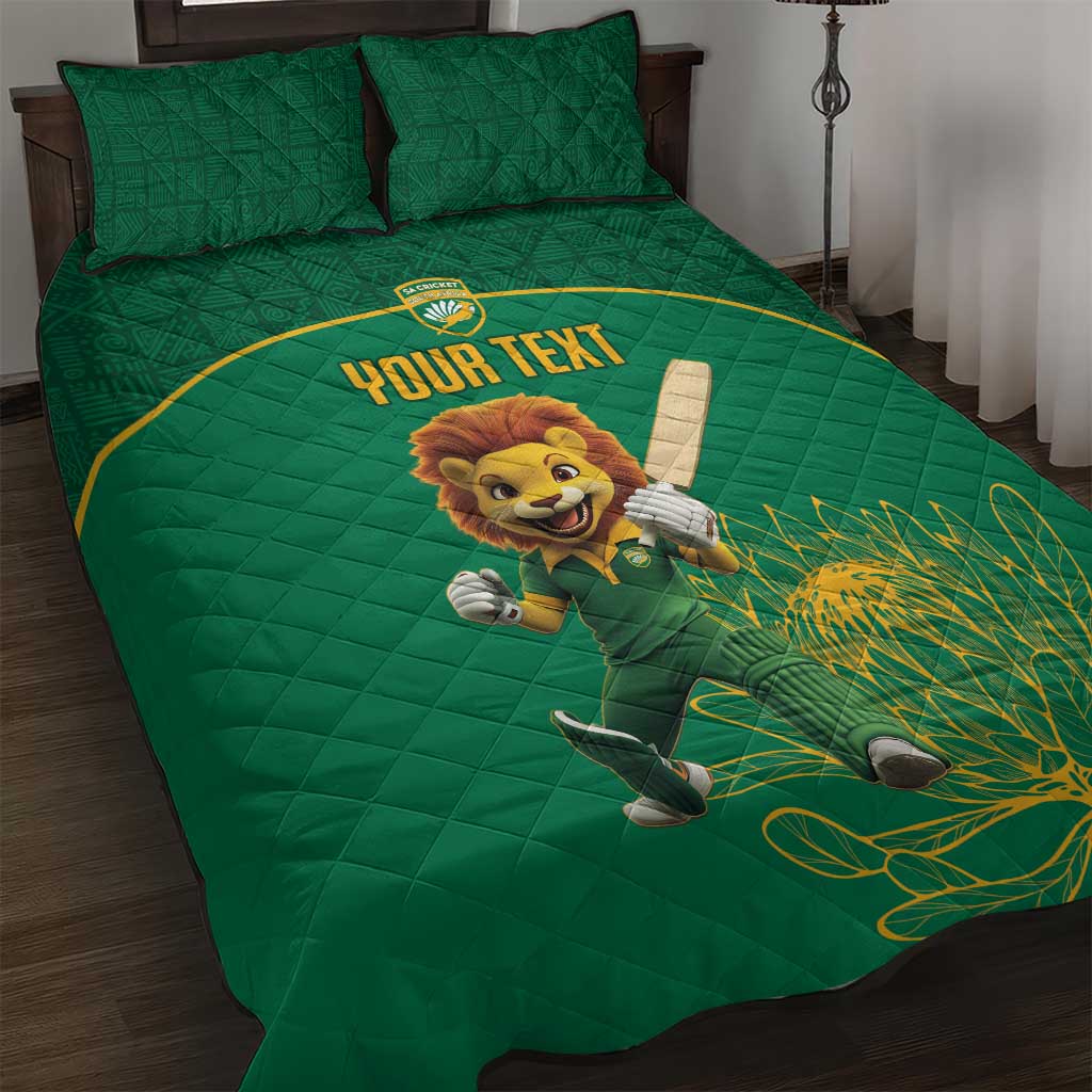 Custom South Africa Quilt Bed Set Lion Mascot Proteas Cricket LT15