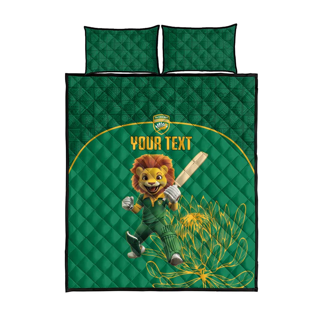 Custom South Africa Quilt Bed Set Lion Mascot Proteas Cricket LT15